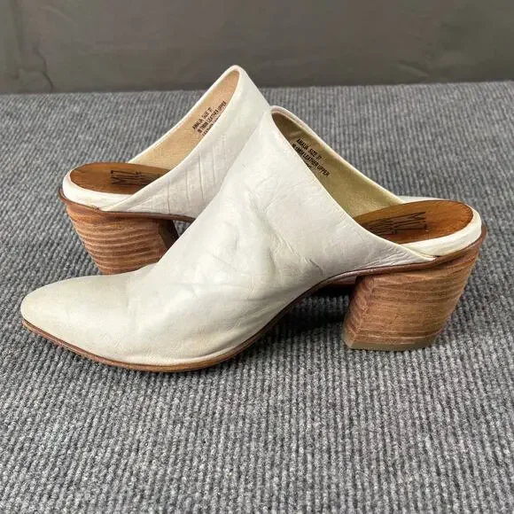 Miz Mooz Heels Women’s 6.5 Amalia Mules Leather Boho Slip On Minimalist White - Picture 6 of 12